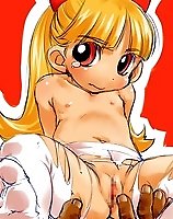 TAGS: akatsutsumi momoko, blossom, censored, flat chest, hyper blossom, loli, nipples, pantyhose, powerpuff girls z, pussy, tears, torn pantyhose, lowres, torn clothes.