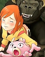 TAGS: :o, all fours, ass, bestiality, blush, bottomless, chako (mujin wakusei survive), doggystyle, eyes closed, fangs, furry, gorilla, horns, jacket, luna (mujin wakusei survive), monster, mujin wakusei survive, open mouth, orange hair, outdoors, rape, red eyes, sex, short hair, surprised, teeth, wince, yellow eyes, yosino.